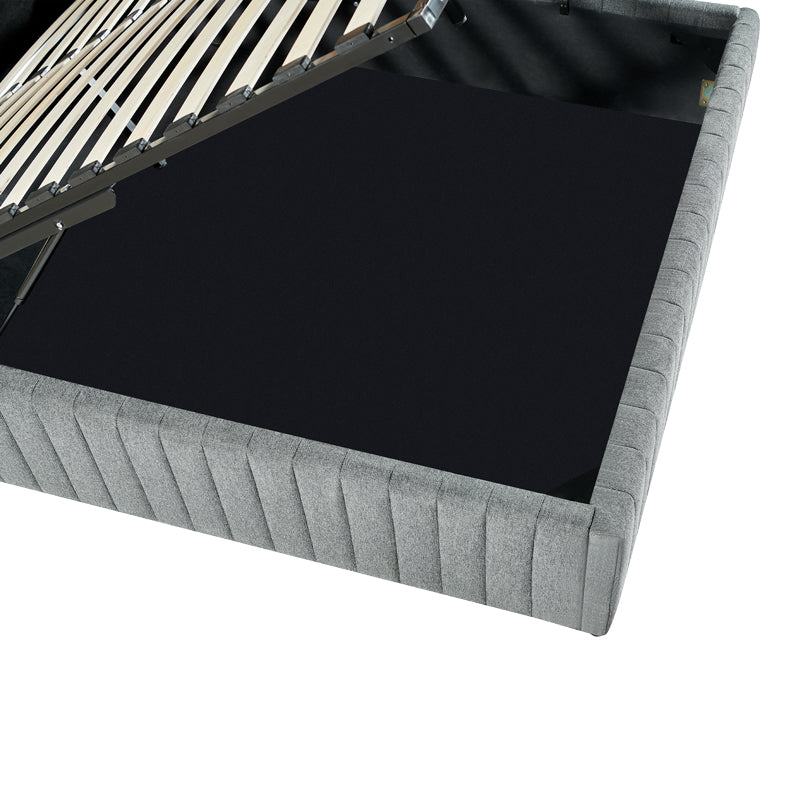 Pat dublu Zilin din tesatura, Gri - Gri inchis, 160x200 cm - Gri Inchis