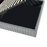 Pat dublu Zilin din tesatura, Gri - Gri inchis, 160x200 cm - Gri Inchis