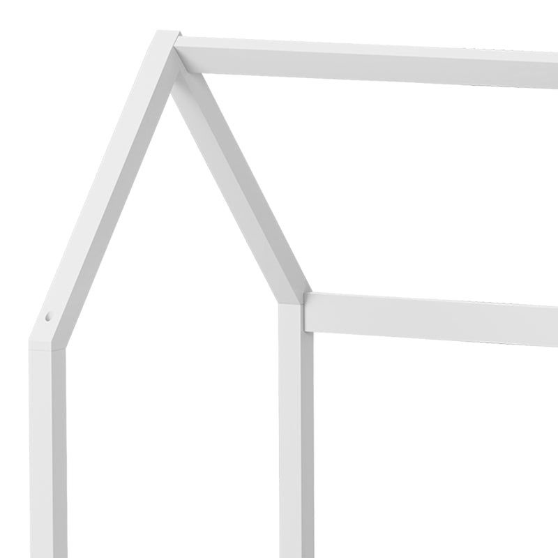 Pat pentru copii Bambie cu balustrada tip Montessori din lemn de pin, alba, 70x140 cm