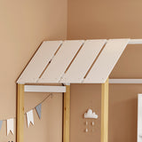 Pat pentru copii cu functie Montessori Bedria, Stil Montessori, Lemn, alb-Natural, 190x90 cm