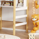 Pat pentru copii cu functie Montessori Bedria, Stil Montessori, Lemn, alb-Natural, 190x90 cm
