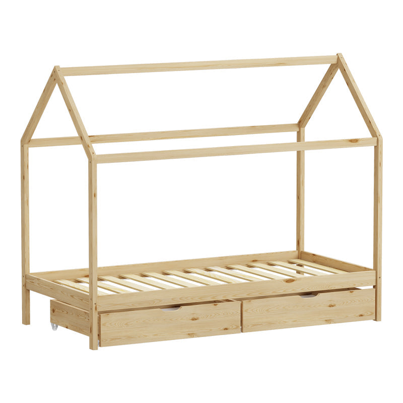 Pat copii Mellin, 2 sertare, Lemn de pin, 90x190 cm - Natural
