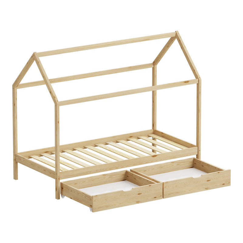Pat copii Mellin, 2 sertare, Lemn de pin, 90x190 cm - Natural
