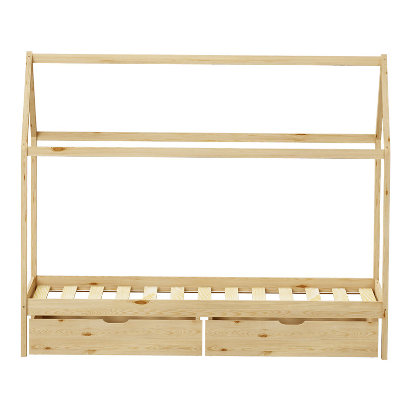 Pat copii Mellin, 2 sertare, Lemn de pin, 90x190 cm - Natural