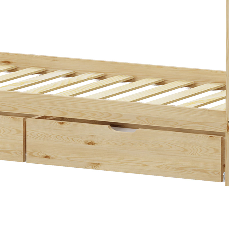 Pat copii Mellin, 2 sertare, Lemn de pin, 90x190 cm - Natural