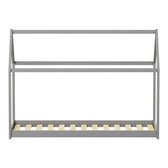 Pat pentru copii Nino Montessori, Gri, 90x190 cm, perspectiva suplimentara