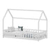 Pat pentru copii stil Montessori cu balustrade Callan, Lemn de pin, Alb, 90x190 cm