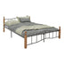 Pat queen size Faryn nuc lemn-negru metal 150x190 cm
