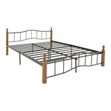 Pat queen size Faryn nuc lemn-negru metal, 150x190 cm