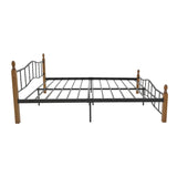 Pat queen size Faryn nuc lemn-negru metal, 150x190 cm