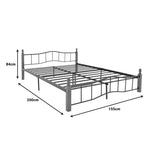 Pat queen size Faryn nuc lemn-negru metal, 150x190 cm