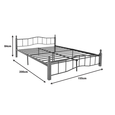 Pat queen size Faryn nuc lemn-negru metal, 150x190 cm, foto produs 7