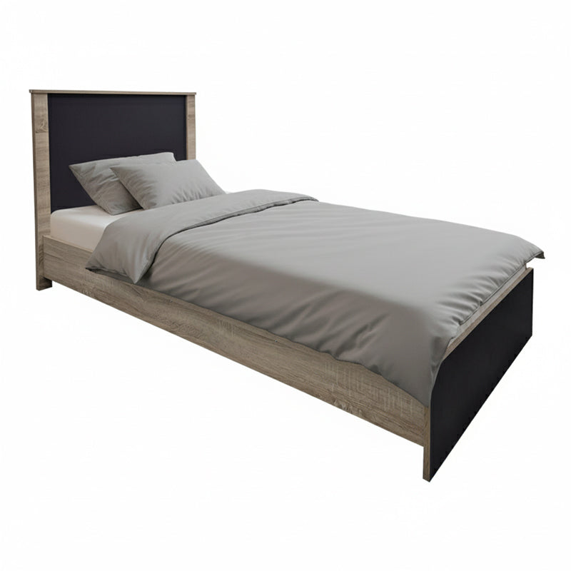 Pat single Athos, Lemn, Sonoma-Antracit, 90x190 cm - Stejar