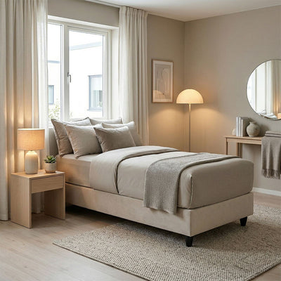 Pat Single bed base, Crem, 90x200 cm Pakoworld, imagine principala produs, Pat, culoare Crem