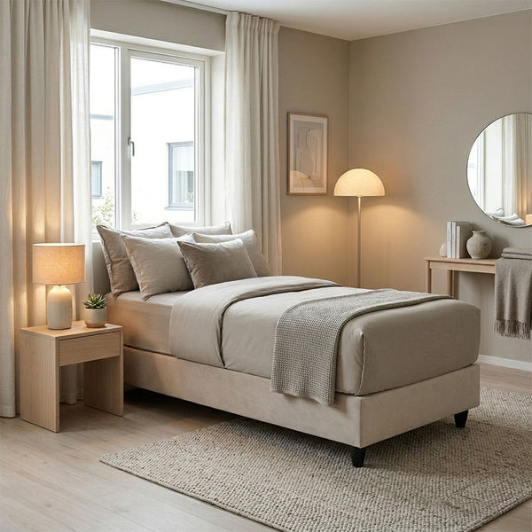 Pat Single bed base, Crem, 90x200 cm