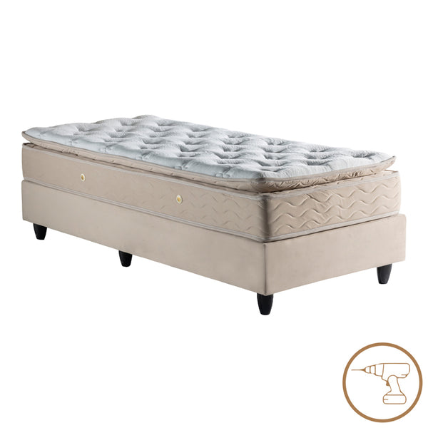 Pat Single bed base, Crem, 90x200 cm
