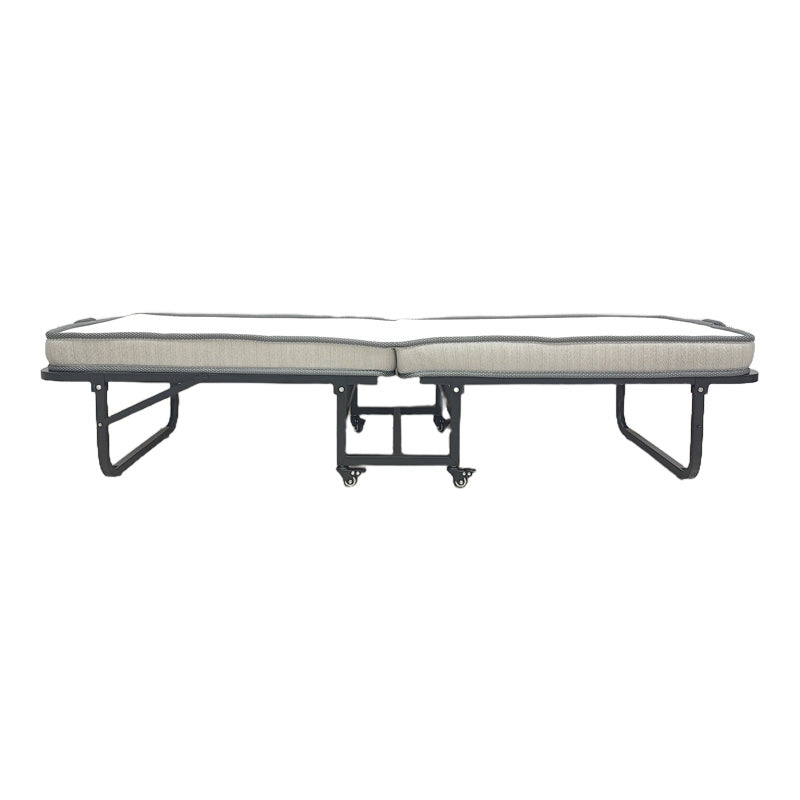 Pat supraetajat cu saltea de 10cm Kamu, Negru, metal, 75x190 cm