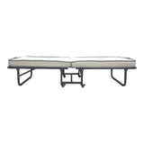 Pat supraetajat cu saltea de 10cm Kamu, Negru, metal, 75x190 cm
