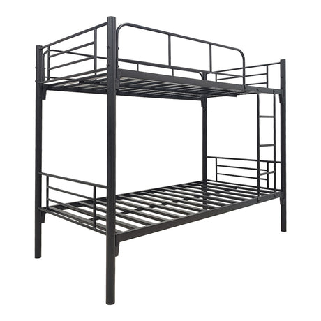 Pat supraetajat metalic Belit, metal, negru, 90x190 cm