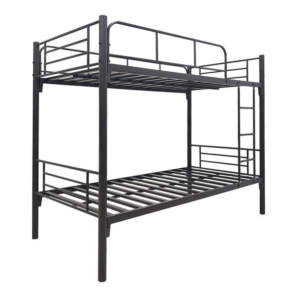 Pat supraetajat metalic Belit, metal, negru, 90x190 cm