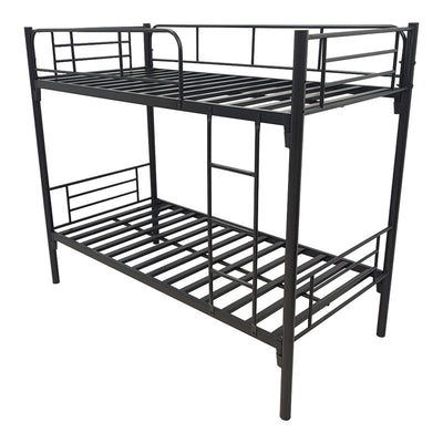 Pat supraetajat metalic Belit, metal, negru, 90x190 cm, perspectiva suplimentara