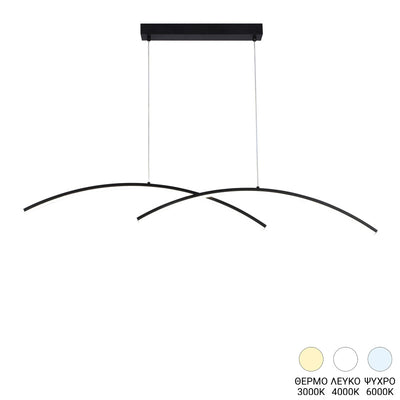 lustra Plafoniera cu 2 lumini LED Frenzie, metal, Negru, 70x2x10 cm
