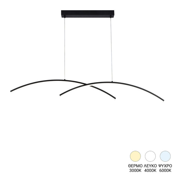 Plafoniera cu 2 lumini LED Frenzie, metal, Negru, 70x10 cm