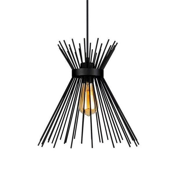 Plafoniera cu design tip lumânare, metal, negru, D25x30 cm