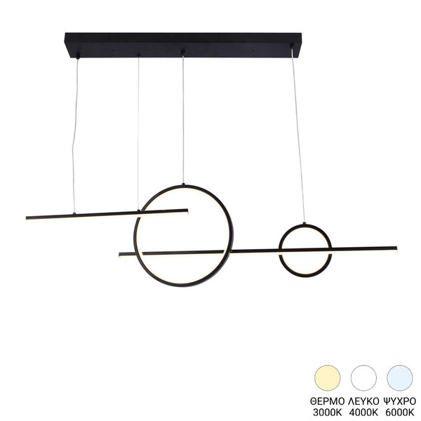 Plafonieră led cu patru becuri Polindia, Metal, Negru, 110x100 cm