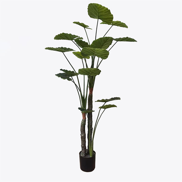 Plantă decorativă artificială cu ghiveci Taro Plant, Plastic/Textil, Verde, 90x180 cm