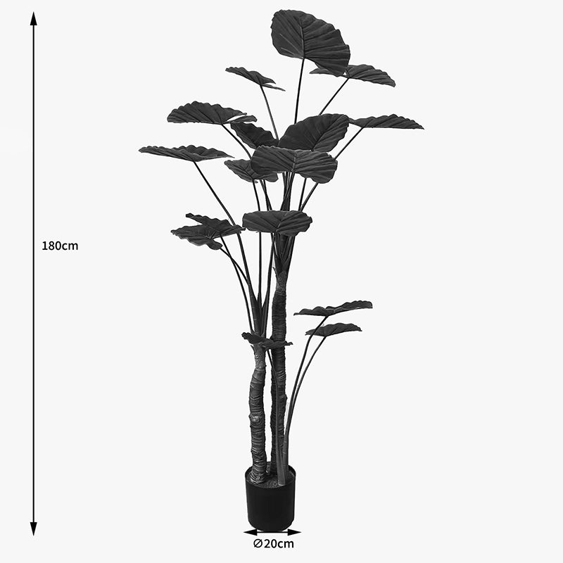Plantă decorativă artificială cu ghiveci Taro Plant, Plastic/Textil, Verde, 90x180 cm