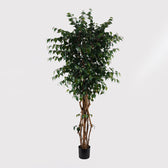 Planta decorativă cu ghiveci Banyan, Verde, Sintetic, 95x180 cm