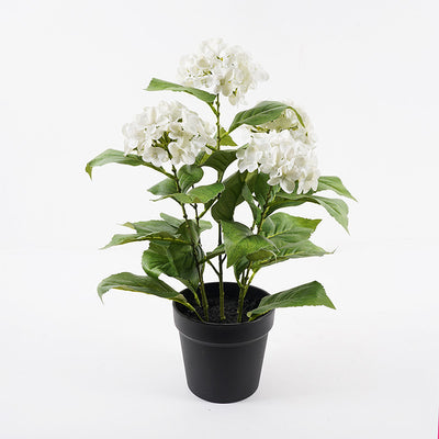 Planta Artificiala Plantă decorativă cu ghiveci Hydrangea, Alb, 35x50 cm