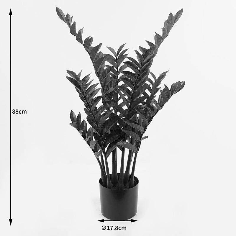 Plantă decorativă în ghiveci Zamia, sintetic, Verde, 52x88 cm