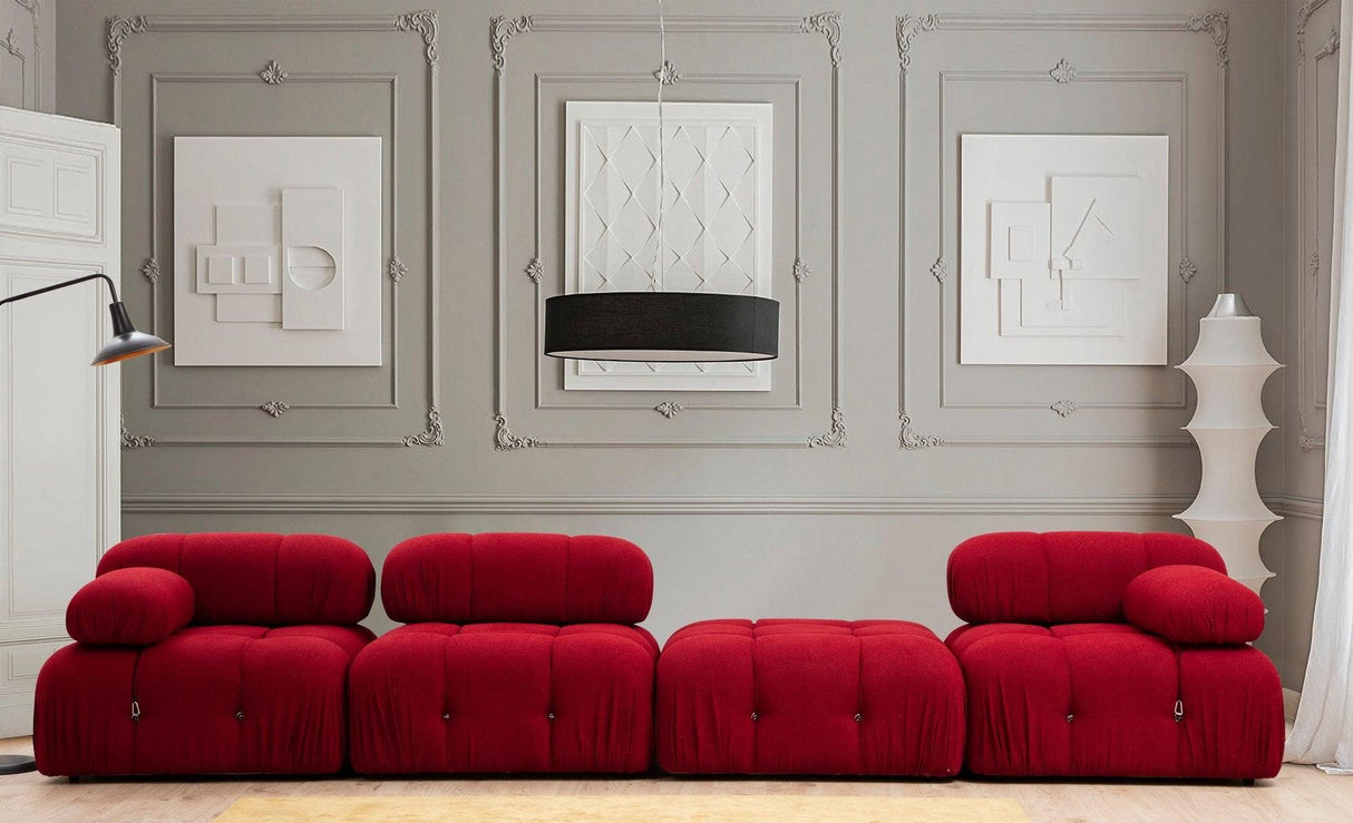 Puf Bubble Pouffe - Red, Roșu, 95x45x95 cm