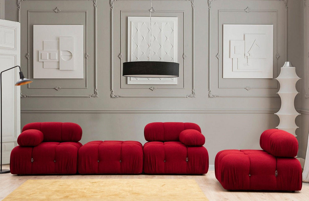 Puf Bubble Pouffe - Red, Roșu, 95x45x95 cm