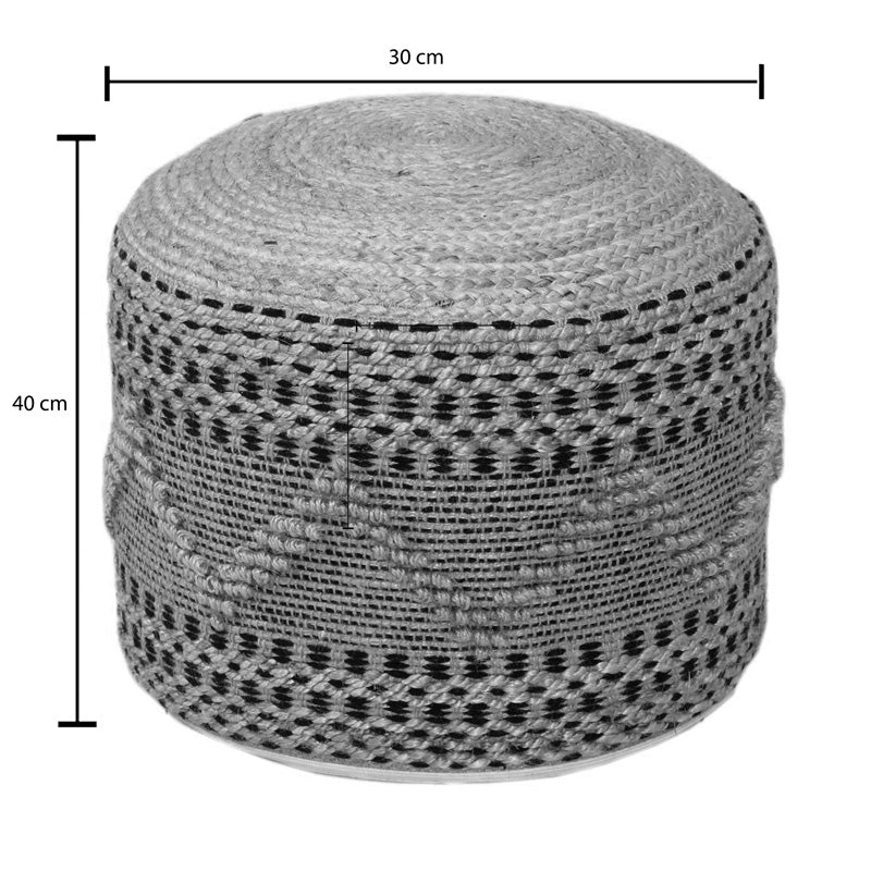 Puf-taburet Bangku, din iuta si bumbac, Natural, F, 45x30 cm, detaliu produs