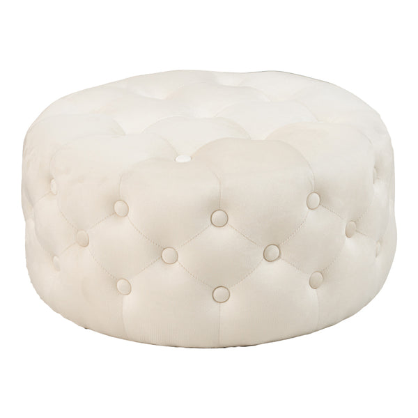 Puf taburet Ferdia catifea, crem, 59x59x28 cm