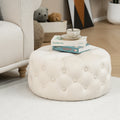 Puf taburet Ferdia catifea, crem, 59x59x28 cm, imagine suplimentara