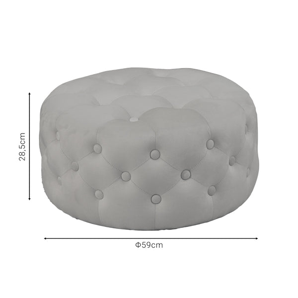 Puf taburet Ferdia catifea, gri, 59x59x28 cm