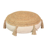 Puff scaun perna lefon, Natural-Crem, D40x8 cm