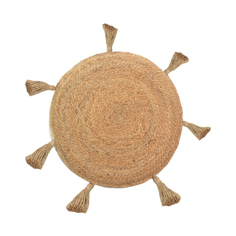 Puff scaun perna lefon, Natural-Crem, D40x8 cm, imagine suplimentara