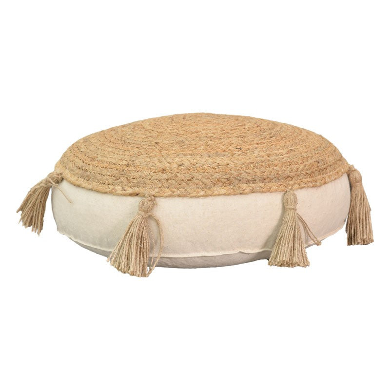 Puff scaun perna lefon, Natural-Crem, D40x8 cm, detaliu produs