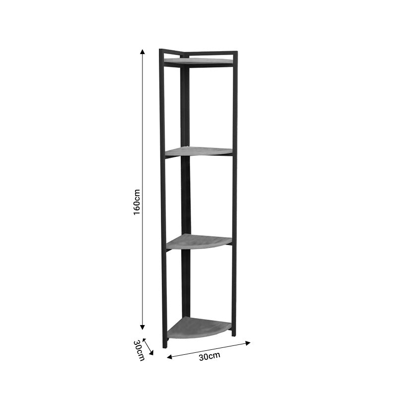 Raft colt podea Byrk stejar -negru metalic, 30x30x160 cm - Stejar