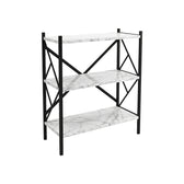 Raft de bucătărie Marble White-Negru pentru locuință, vedere frontală