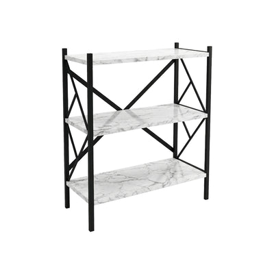 Raft de bucătărie Marble White-Negru pentru locuință, vedere frontală