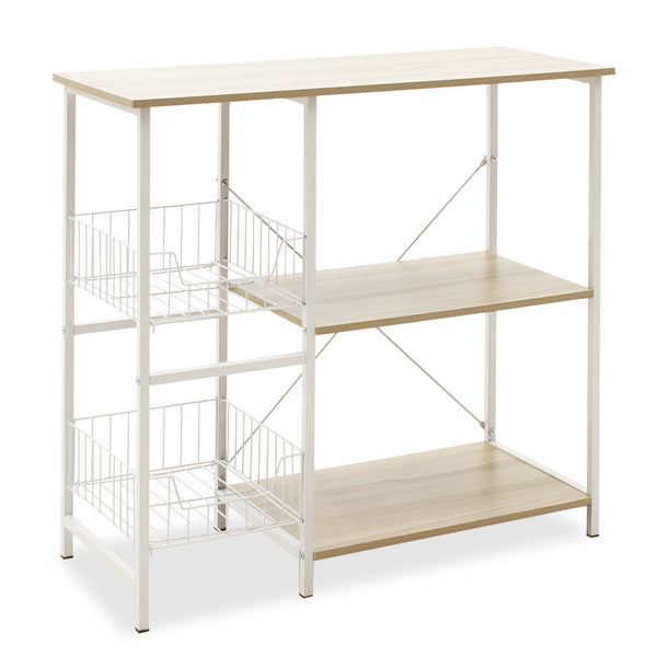 Raft de Bucatarie Noon cu, alb-Natural, 80x34x75 cm