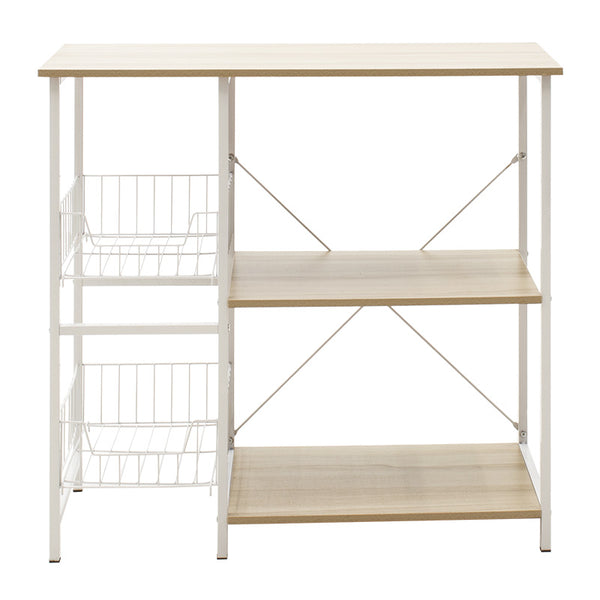 Raft de Bucatarie Noon cu, alb-Natural, 80x34x75 cm
