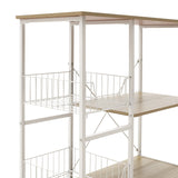 Raft de Bucatarie Noon cu, alb-Natural, 80x34x75 cm