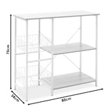 Raft de Bucatarie Noon cu, alb-Natural, 80x34x75 cm